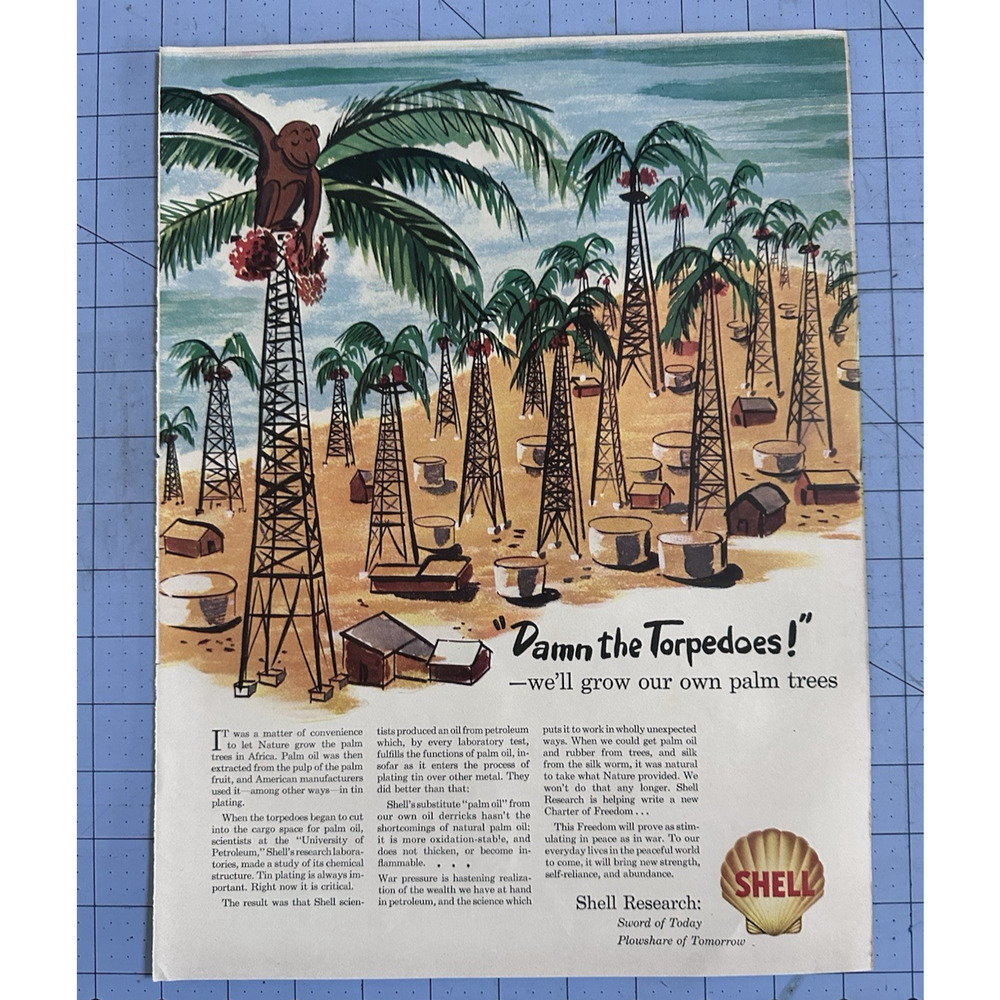1943 Shell Oil Company Vintage Ad Damn the Torpedoes
